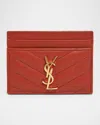 Saint Laurent Ysl Monogram Card Case In Quilted Smooth Leather