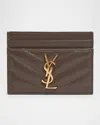 Saint Laurent Ysl Monogram Card Case In Quilted Smooth Leather