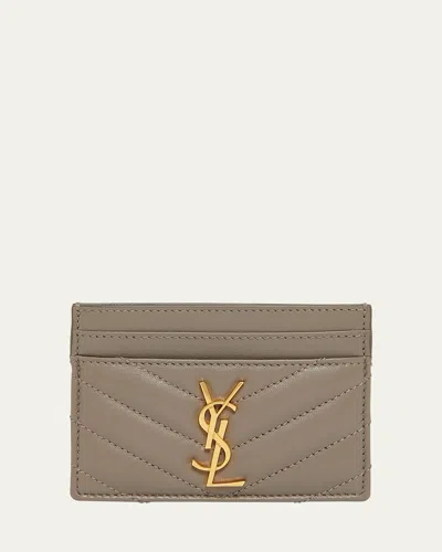 SAINT LAURENT YSL MONOGRAM CARD CASE IN QUILTED SMOOTH LEATHER