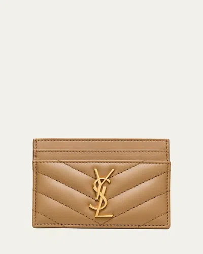 Saint Laurent Ysl Monogram Card Case In Quilted Smooth Leather In Multi