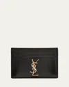 Saint Laurent Ysl Monogram Card Case In Smooth Leather In Crema Soft Trigalva