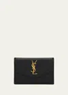 Saint Laurent Ysl Flap Top Leather Envelope Wallet In Black