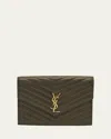 Saint Laurent Ysl Monogram Flap Clutch Bag In Smooth Leather In Light Musk