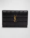 Saint Laurent Ysl Monogram Flap Small Wallet In Quilted Smooth Leather In Black