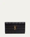 Saint Laurent Ysl Monogram Flap Small Wallet In Quilted Smooth Leather In Black