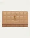 Saint Laurent Ysl Monogram Flap Small Wallet In Quilted Smooth Leather In Dark Toffee