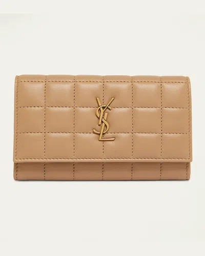 SAINT LAURENT YSL MONOGRAM FLAP SMALL WALLET IN QUILTED SMOOTH LEATHER