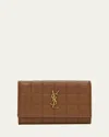 Saint Laurent Ysl Monogram Flap Small Wallet In Quilted Smooth Leather In Fox