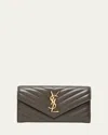 Saint Laurent Ysl Monogram Large Envelope Flap Wallet In Smooth Leather In Brown