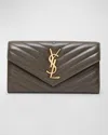 Saint Laurent Ysl Monogram Large Envelope Flap Wallet In Smooth Leather In Brown
