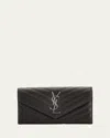 Saint Laurent Ysl Monogram Large Flap Wallet In Grained Leather In Black