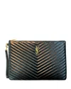 Saint Laurent Ysl Monogram Large Pouch In Smooth Leather In Black