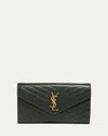 Saint Laurent Ysl Monogram Large Wallet On Chain In Grained Leather In Black