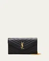Saint Laurent Ysl Monogram Large Wallet On Chain In Grained Leather In Black