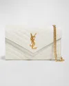 Saint Laurent Ysl Monogram Large Wallet On Chain In Grained Leather In White