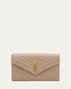 Saint Laurent Ysl Monogram Large Wallet On Chain In Smooth Leather In Dusty Grey