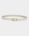 Saint Laurent Ysl Monogram Leather Belt In White