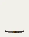 Saint Laurent Ysl Monogram Leather Belt In Black/bronze