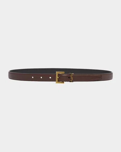 SAINT LAURENT YSL MONOGRAM LEATHER BELT