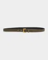 Saint Laurent Ysl Monogram Leather Belt In Green