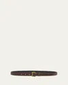 Saint Laurent Ysl Monogram Leather Belt In Red Tan