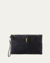 Saint Laurent Ysl Monogram Medium Pouch In Smooth Leather In Black