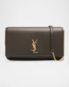 Saint Laurent Ysl Monogram Phone Holder Crossbody Bag In Leather In Brown