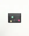 Saint Laurent Ysl Monogram Polka Dot Card Holder In Black