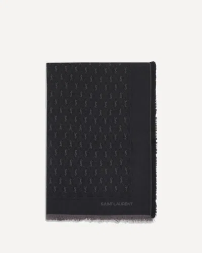 Saint Laurent Ysl Monogram Scarf In Black