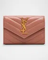 Saint Laurent Ysl Monogram Small Flap Wallet In Smooth Leather In 5922 Hortensia