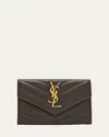 Saint Laurent Ysl Monogram Small Flap Wallet In Smooth Leather In Light Musk