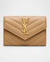 Saint Laurent Ysl Monogram Small Flap Wallet In Smooth Leather In Multi