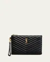 Saint Laurent Ysl Monogram Small Pouch In Smooth Leather In Black