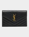 Saint Laurent Ysl Monogram Small Wallet On Chain In Grained Leather In Black