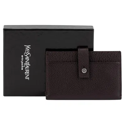 Pre-owned Saint Laurent Ysl New Maroon Credit Card Wallet In Red