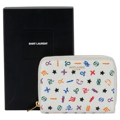 Pre-owned Saint Laurent Ysl New White Leather Astrology Wallet
