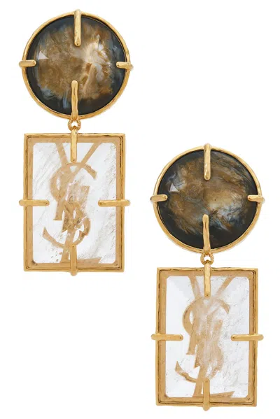 Saint Laurent Ysl Oversized Geometric Earrings In Gold