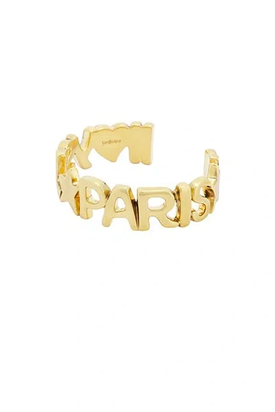 Saint Laurent Ysl Paris Cuff Bracelet In Or 1n Patine