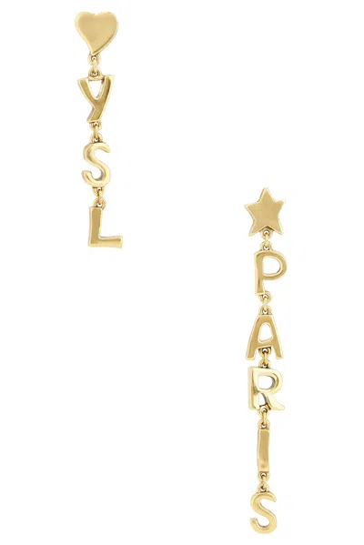 Saint Laurent Ysl Paris Pendant Earrings In Or 1n Patine