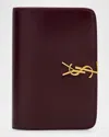 Saint Laurent Ysl Passport Holder In Calfskin In Hot Wine
