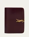Saint Laurent Ysl Passport Holder In Calfskin In Hot Wine