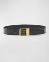 Saint Laurent Ysl Patent Leather Belt In Black