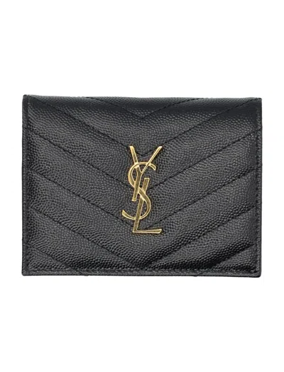 Saint Laurent Ysl Pcc Wallet In Black