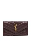 Saint Laurent Cassandre Quilted Logo Wallet In Brown