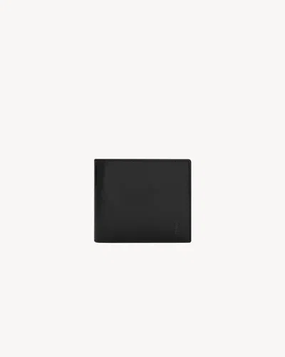 Saint Laurent Ysl Pfu 127y Eb Mini Leather Wallet For Men In Black