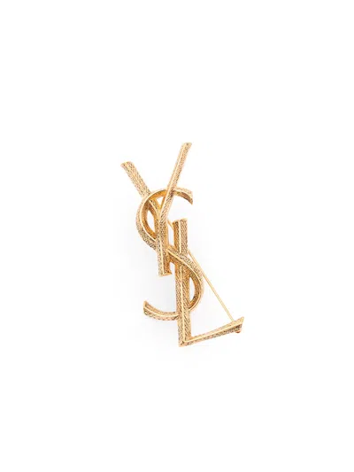 Saint Laurent `ysl` Pin In Metallic
