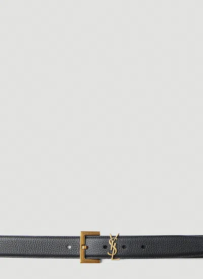 Saint Laurent Monogram Buckle Belt In Black