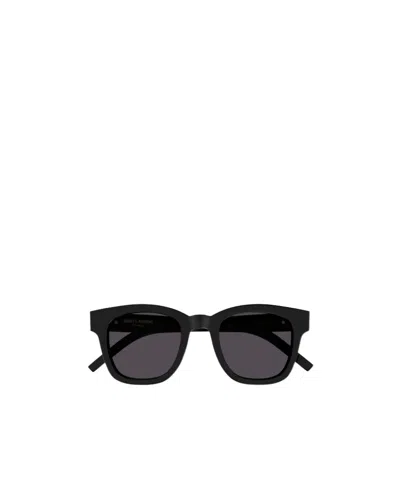 Saint Laurent Ysl-plaque Square-frame Sunglasses In Black