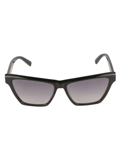Saint Laurent Ysl Plaque Square Frame Sunglasses In Black/grey