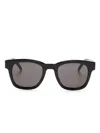 Saint Laurent Ysl-plaque Square-frame Sunglasses In Schwarz